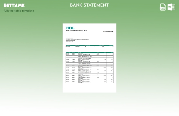 Модерен стил на пакистански HBL шаблон за извод од банка